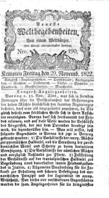 Neueste Weltbegebenheiten (Kemptner Zeitung) Freitag 29. November 1822