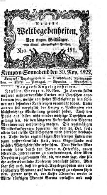 Neueste Weltbegebenheiten (Kemptner Zeitung) Samstag 30. November 1822