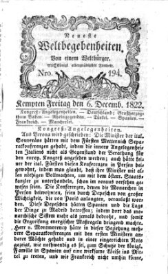 Neueste Weltbegebenheiten (Kemptner Zeitung) Freitag 6. Dezember 1822