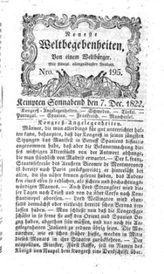 Neueste Weltbegebenheiten (Kemptner Zeitung) Samstag 7. Dezember 1822