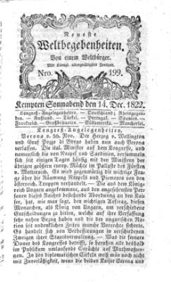 Neueste Weltbegebenheiten (Kemptner Zeitung) Samstag 14. Dezember 1822