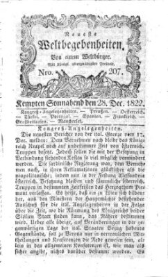 Neueste Weltbegebenheiten (Kemptner Zeitung) Samstag 28. Dezember 1822