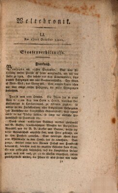 Weltchronik Donnerstag 15. Oktober 1801