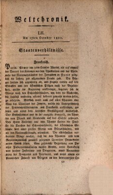 Weltchronik Samstag 17. Oktober 1801