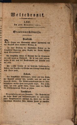 Weltchronik Mittwoch 4. November 1801