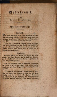 Weltchronik Dienstag 17. November 1801