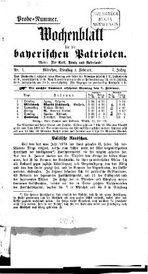 Wochenblatt für die bayerischen Patrioten Dienstag 1. Februar 1870