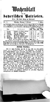 Wochenblatt für die bayerischen Patrioten Montag 7. Februar 1870