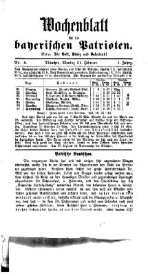 Wochenblatt für die bayerischen Patrioten Montag 21. Februar 1870