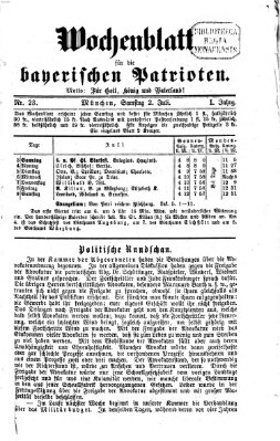 Wochenblatt für die bayerischen Patrioten Samstag 2. Juli 1870