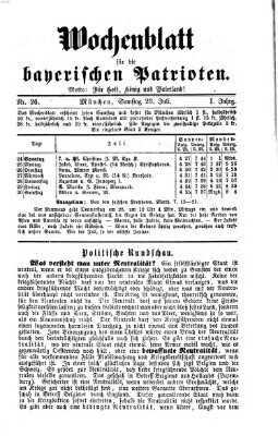 Wochenblatt für die bayerischen Patrioten Samstag 23. Juli 1870