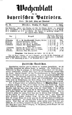 Wochenblatt für die bayerischen Patrioten Samstag 27. August 1870