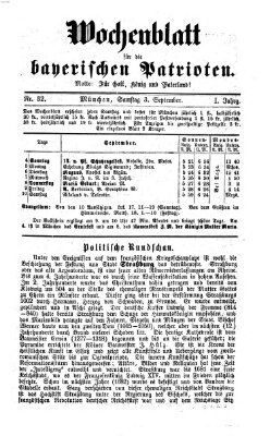 Wochenblatt für die bayerischen Patrioten Samstag 3. September 1870