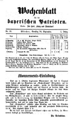 Wochenblatt für die bayerischen Patrioten Samstag 24. September 1870