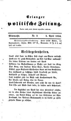 Erlanger politische Zeitung Mittwoch 5. April 1854