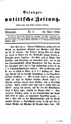 Erlanger politische Zeitung Mittwoch 19. April 1854