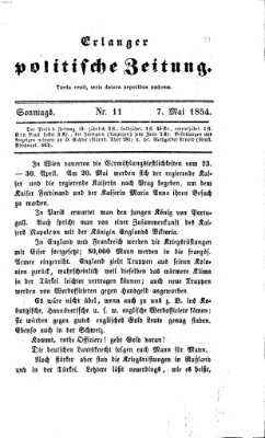 Erlanger politische Zeitung Sonntag 7. Mai 1854