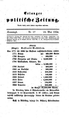 Erlanger politische Zeitung Sonntag 28. Mai 1854