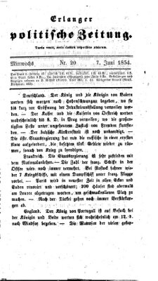 Erlanger politische Zeitung Mittwoch 7. Juni 1854