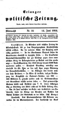 Erlanger politische Zeitung Mittwoch 14. Juni 1854