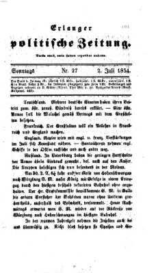 Erlanger politische Zeitung Sonntag 2. Juli 1854