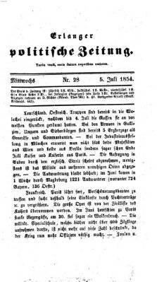 Erlanger politische Zeitung Mittwoch 5. Juli 1854