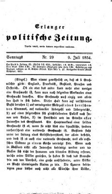 Erlanger politische Zeitung Sonntag 9. Juli 1854