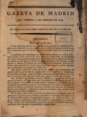 Gaceta de Madrid Freitag 19. Februar 1808