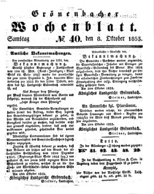 Grönenbacher Wochenblatt Samstag 8. Oktober 1853