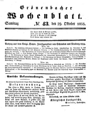 Grönenbacher Wochenblatt Samstag 29. Oktober 1853