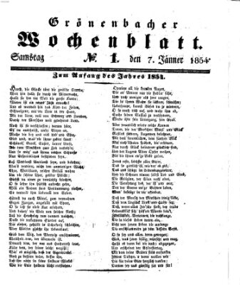 Grönenbacher Wochenblatt Samstag 7. Januar 1854