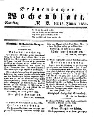 Grönenbacher Wochenblatt Sonntag 15. Januar 1854