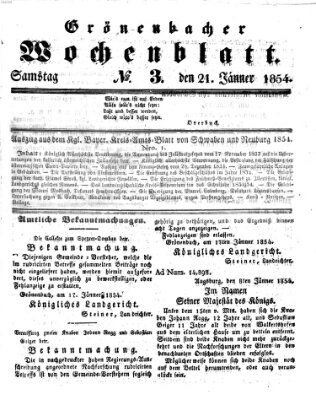 Grönenbacher Wochenblatt Samstag 21. Januar 1854