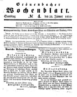 Grönenbacher Wochenblatt Samstag 28. Januar 1854