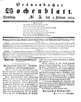 Grönenbacher Wochenblatt Samstag 4. Februar 1854