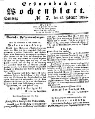 Grönenbacher Wochenblatt Samstag 18. Februar 1854