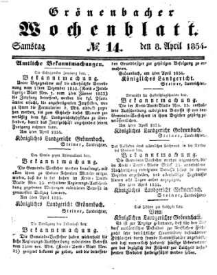 Grönenbacher Wochenblatt Samstag 8. April 1854