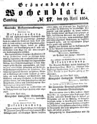 Grönenbacher Wochenblatt Samstag 29. April 1854