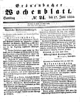 Grönenbacher Wochenblatt Samstag 17. Juni 1854