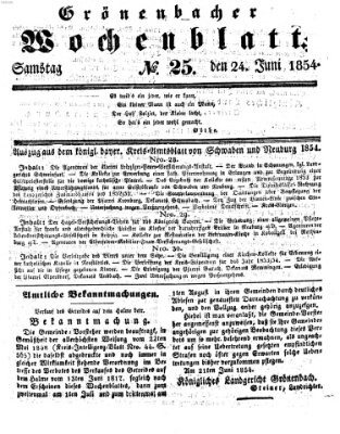 Grönenbacher Wochenblatt Samstag 24. Juni 1854