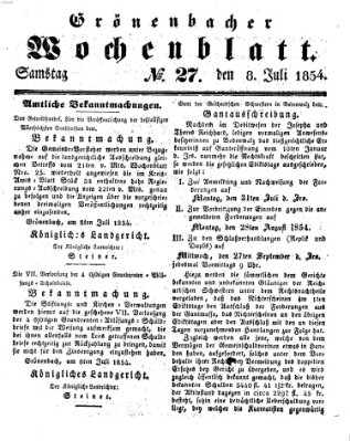 Grönenbacher Wochenblatt Samstag 8. Juli 1854