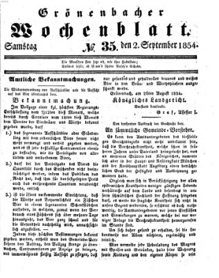 Grönenbacher Wochenblatt Samstag 2. September 1854