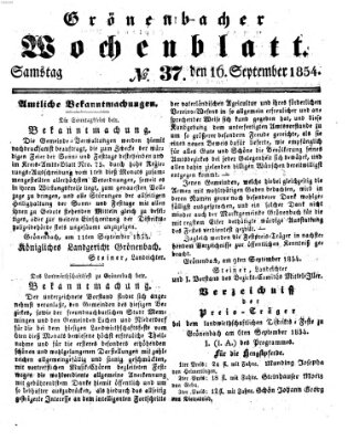 Grönenbacher Wochenblatt Samstag 16. September 1854