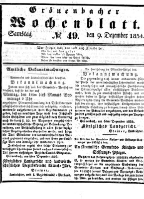 Grönenbacher Wochenblatt Samstag 9. Dezember 1854