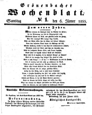 Grönenbacher Wochenblatt Samstag 6. Januar 1855