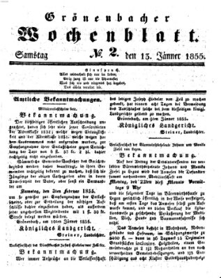 Grönenbacher Wochenblatt Samstag 13. Januar 1855