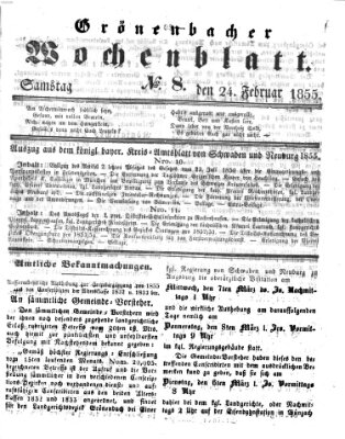 Grönenbacher Wochenblatt Samstag 24. Februar 1855