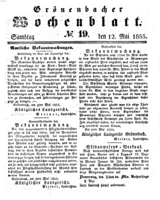 Grönenbacher Wochenblatt Samstag 12. Mai 1855