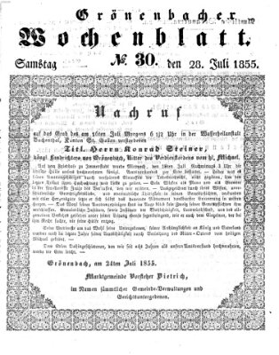 Grönenbacher Wochenblatt Samstag 28. Juli 1855