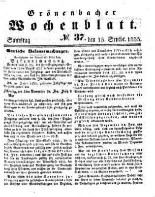 Grönenbacher Wochenblatt Samstag 15. September 1855